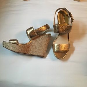 Michael Kors gold wedges