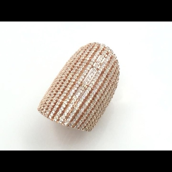 Rose Gold Plated .925 Sterling Silver CZ Big Ring