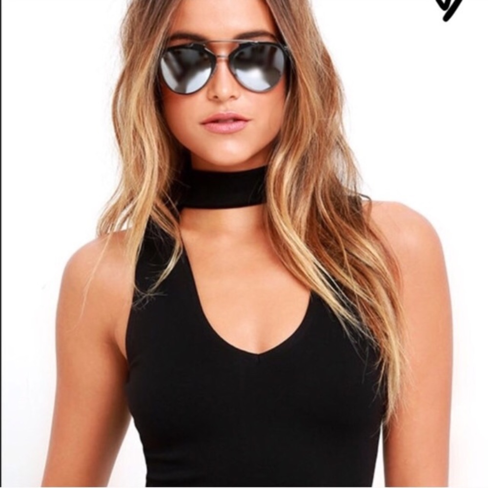 NWOT black bodysuit with choker inspired neckline!