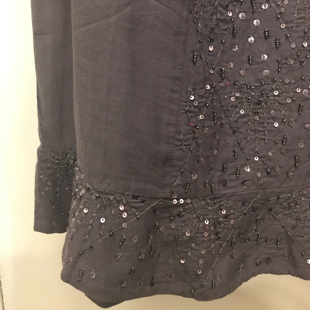 American Eagle Gray Sequin Ruffle Tank - Picture 6 of 7