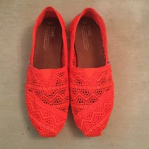 TOMS-bright orange crochet shoes