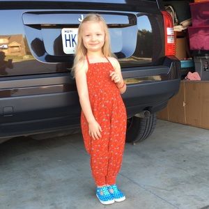 Old Navy Romper-small red and blue vine/leaf print