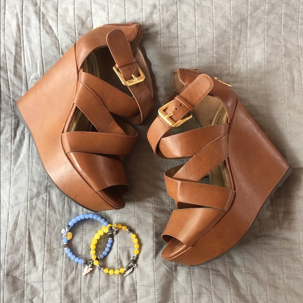 Brown Wedge Booties