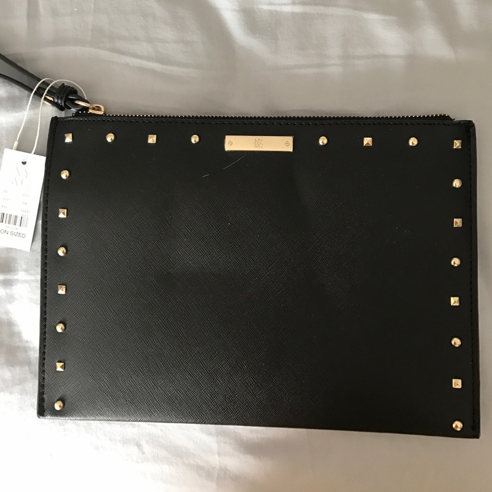 NEW Black Large Wristlet with Gold Detail