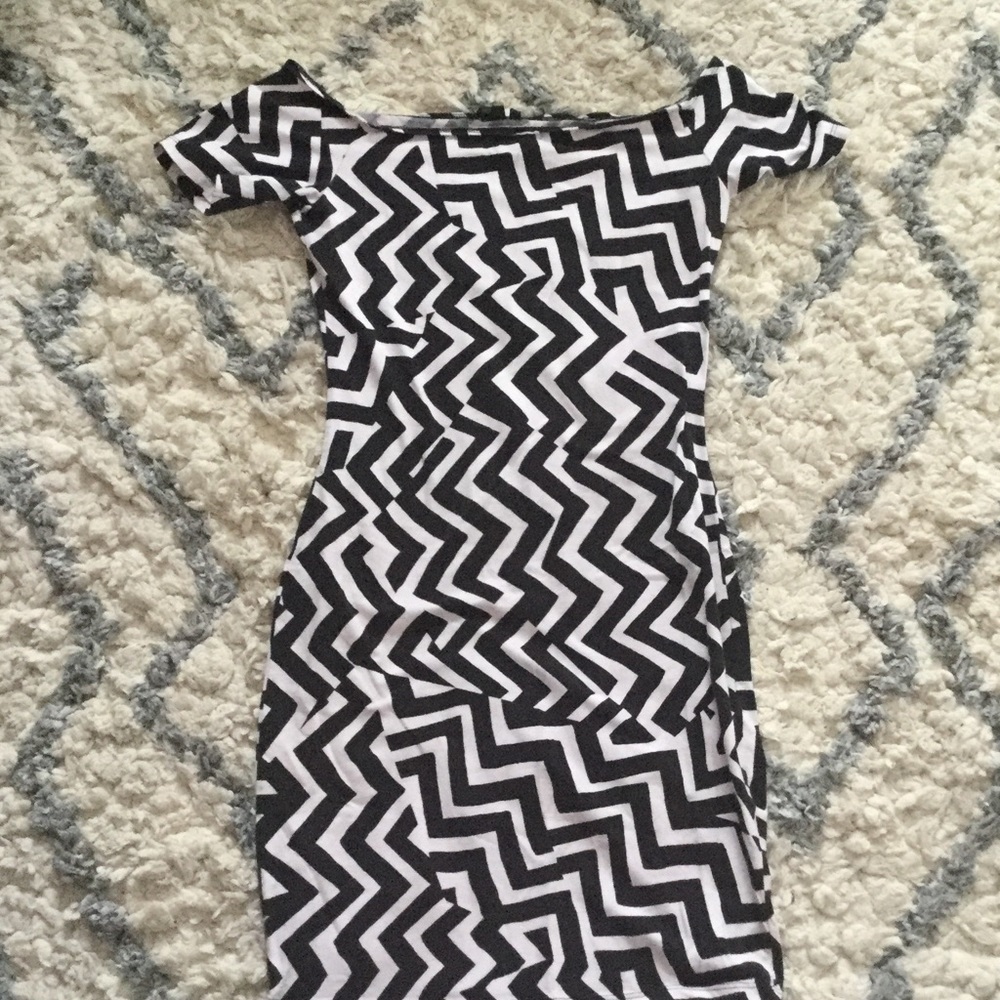 Geometric off the shoulder dress