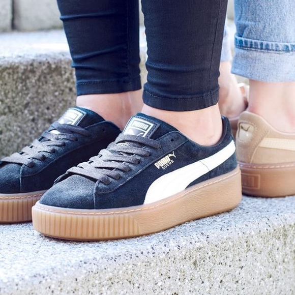 Puma Shoes - Puma suede platform sneakers in black