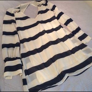 Navy and white striped dress