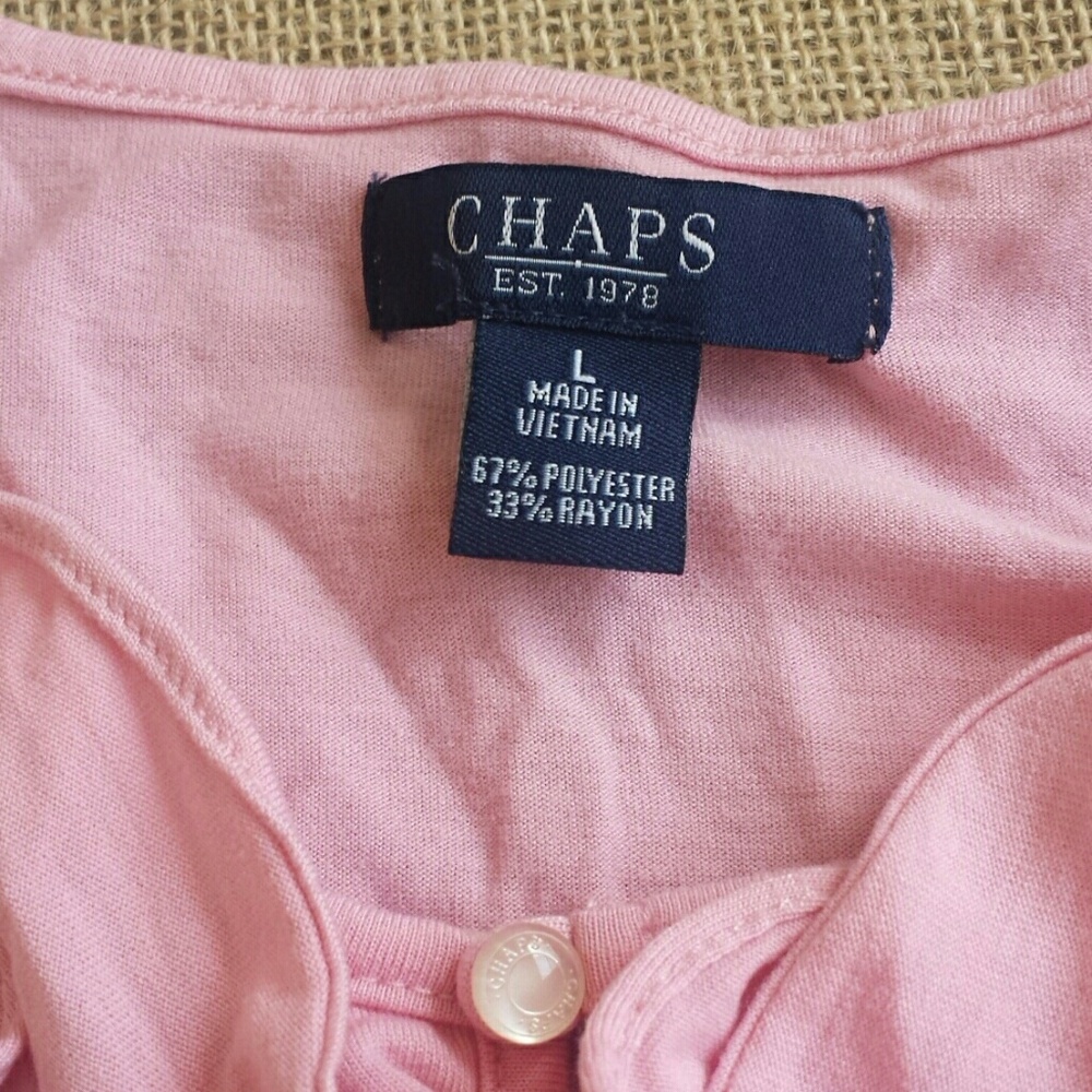Chaps Ruffled Keyhole Large Pink Tank - Picture 5 of 8