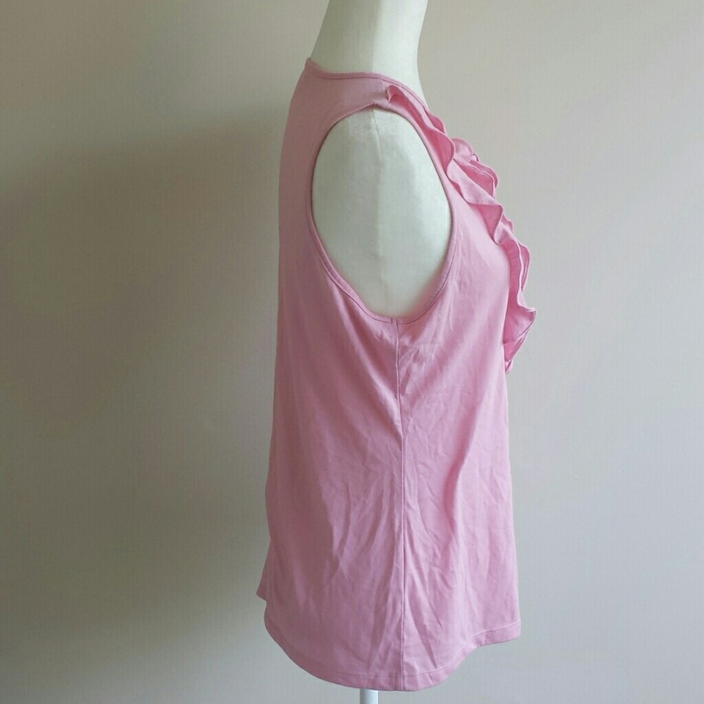 Chaps Ruffled Keyhole Large Pink Tank - Picture 3 of 8