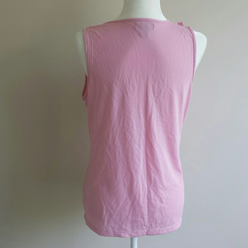 Chaps Ruffled Keyhole Large Pink Tank - Picture 4 of 8