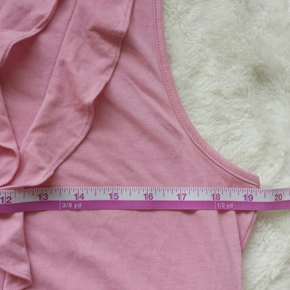 Chaps Ruffled Keyhole Large Pink Tank - Picture 6 of 8