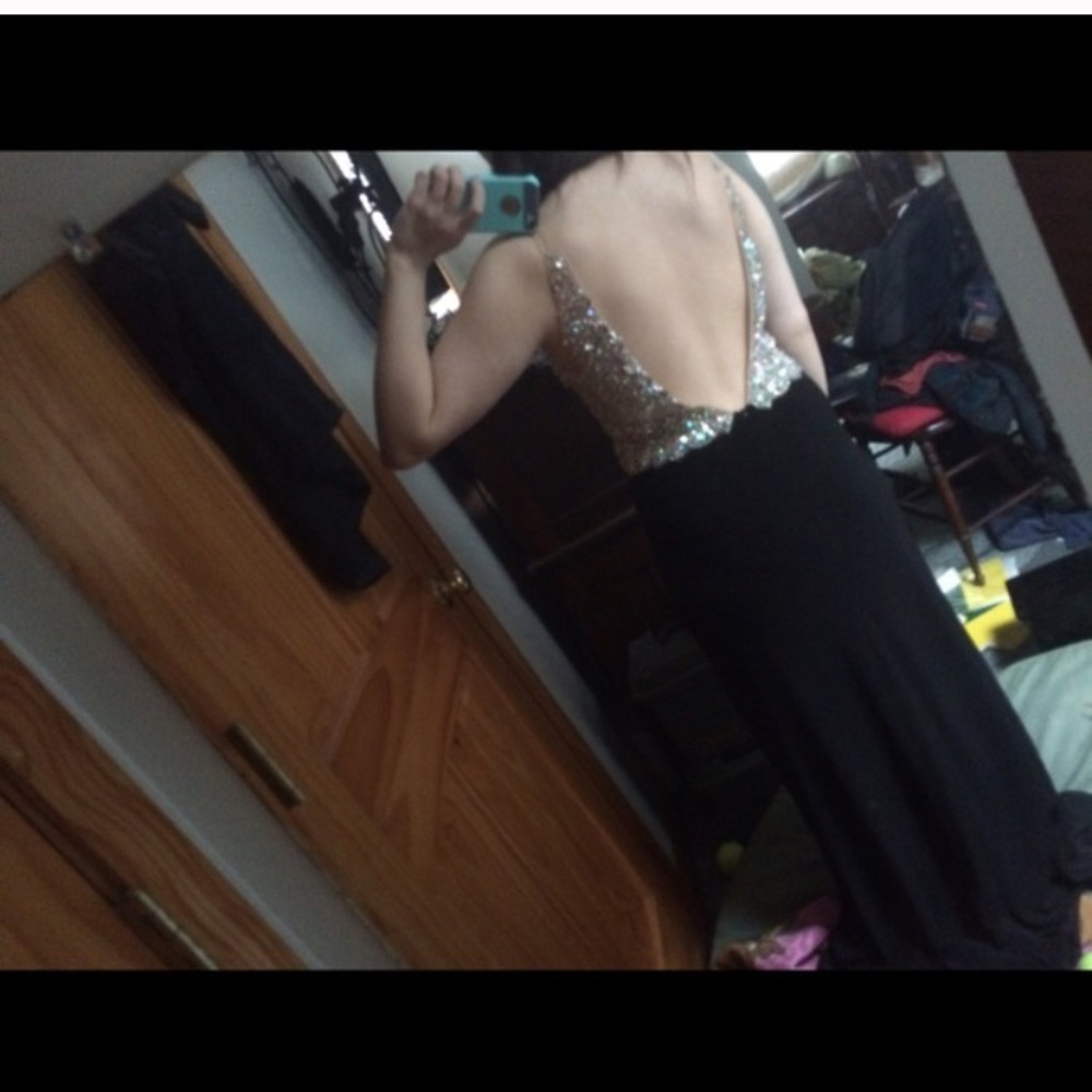 Black beaded/ crystal prom dress