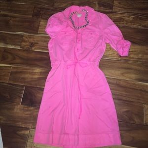 Jcrew Neon Pink Shirtdress