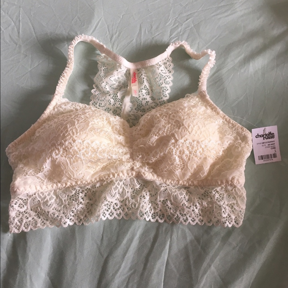 Charlotte Russe Cream Floral Bralette