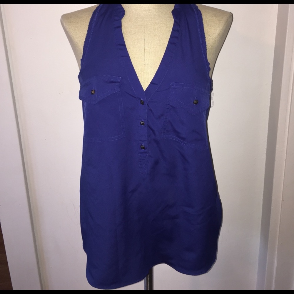 Navy razor back tank