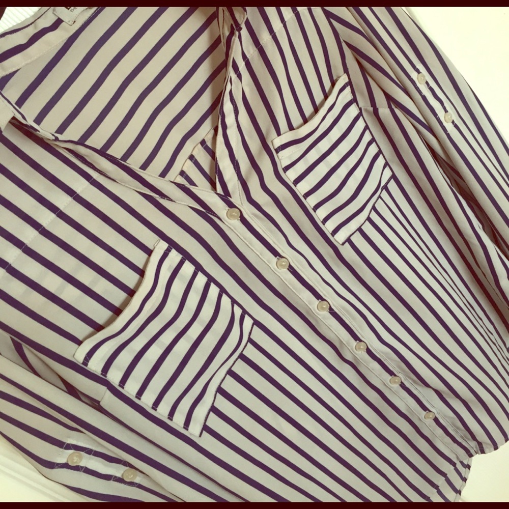 Express Portofino Shirt - Navy/White Striped