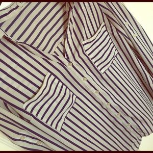 Express Portofino Shirt - Navy/White Striped