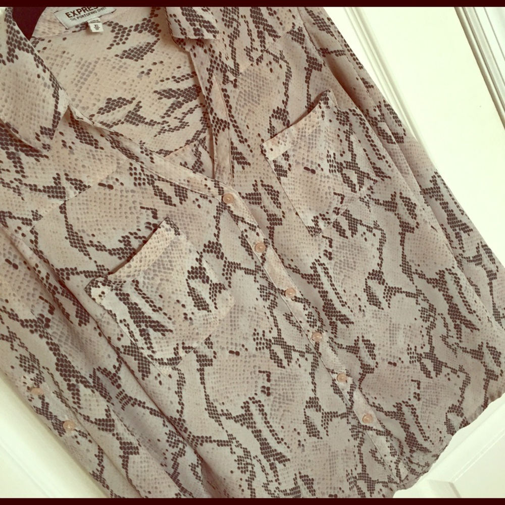 Express Portofino Shirt - Pink Snake Skin Pattern