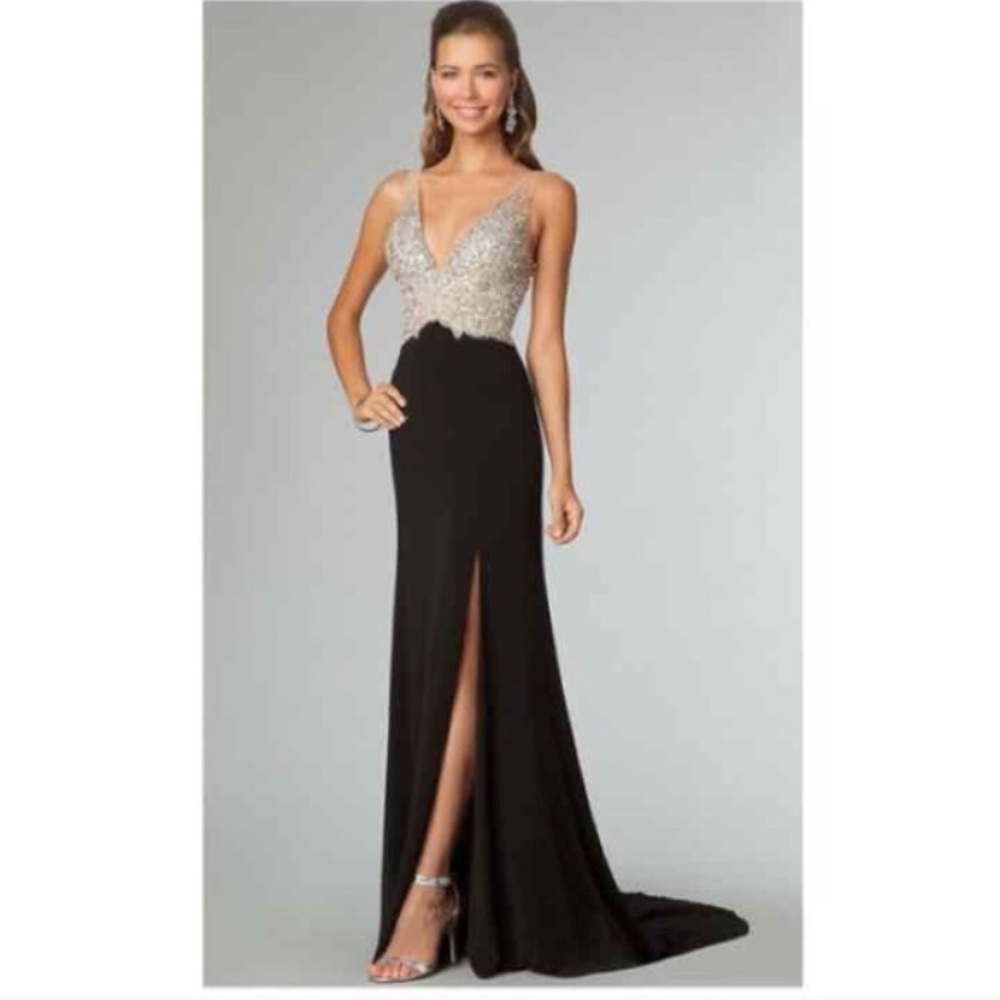 Black beaded/ crystal prom dress
