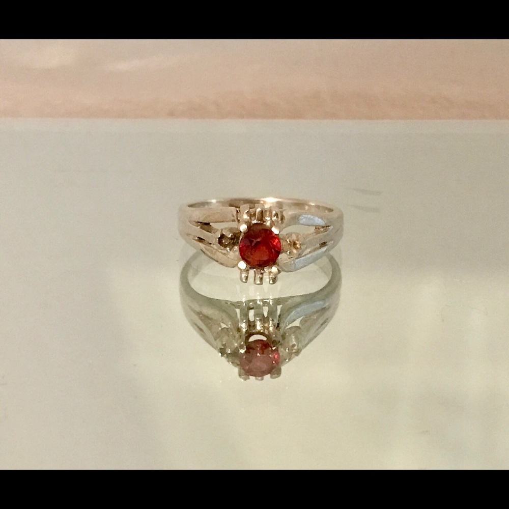 Sterling Silver Orange Sapphire Ring