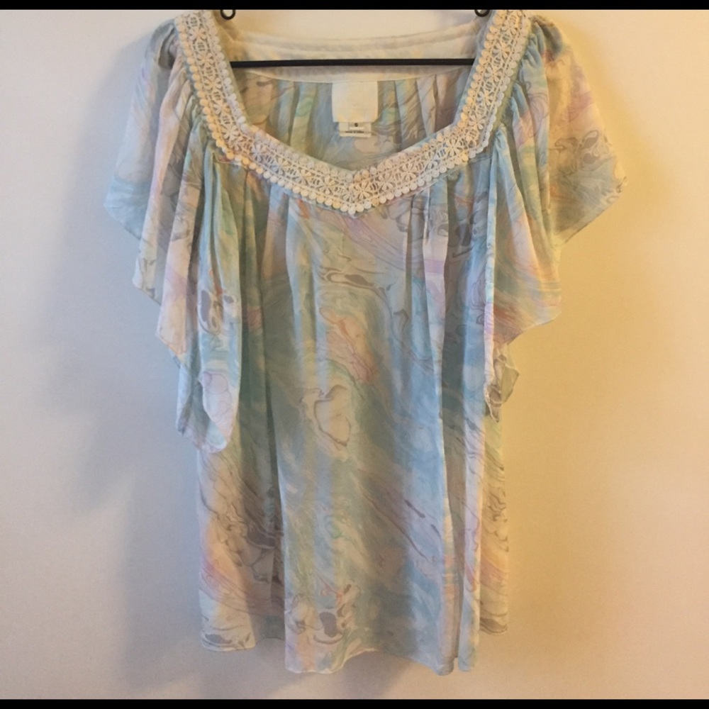 Silk pastel boat neck blouse