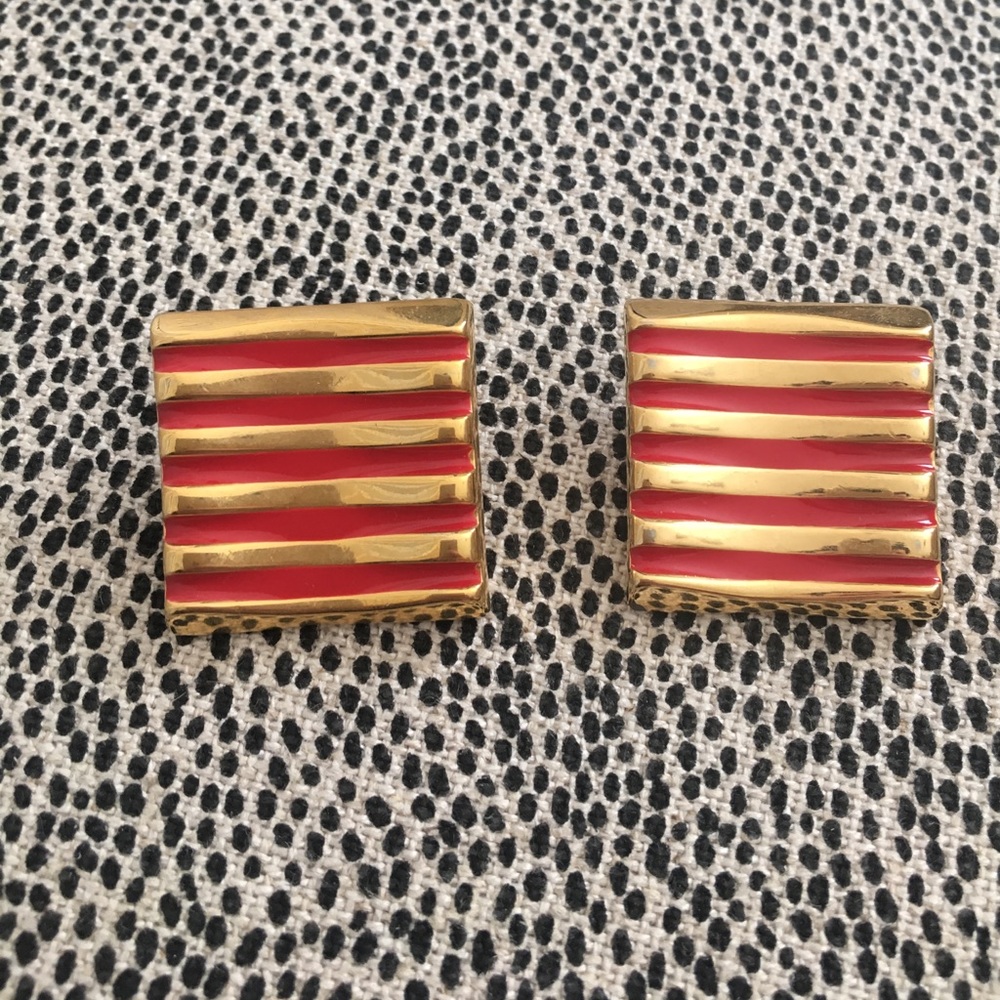 :: red & gold earrings :: - Picture 2 of 4