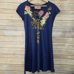 Johnny Was JWLA Blue Tunic Embroidered Dress (S)