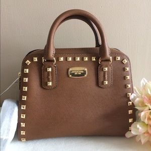 Michael Kors Saffiano Studded Satchel new