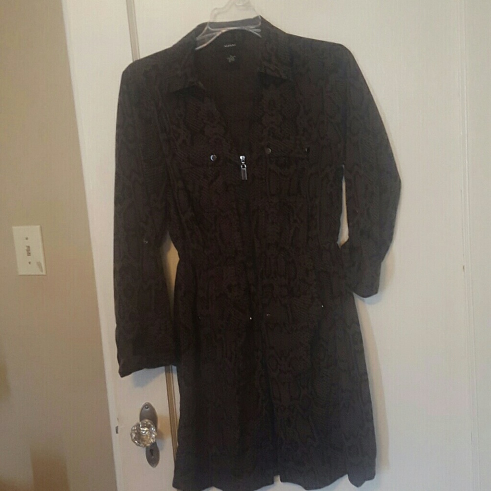 Zip up python patterned dress olive green/black