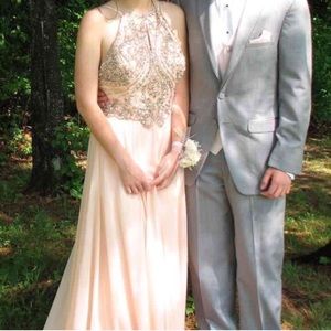 Prom Authentic Jovani blush halter prom dress