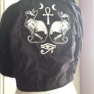 Black cropped jacket w/ hand sewn Egyptian patch