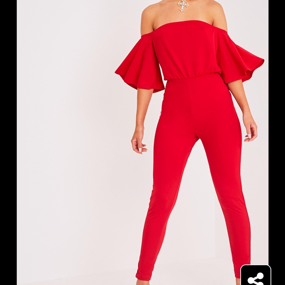 NWT Red off the shoulder jumpsuit