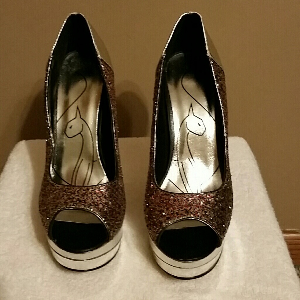 Baby Phat glitter open toe heels