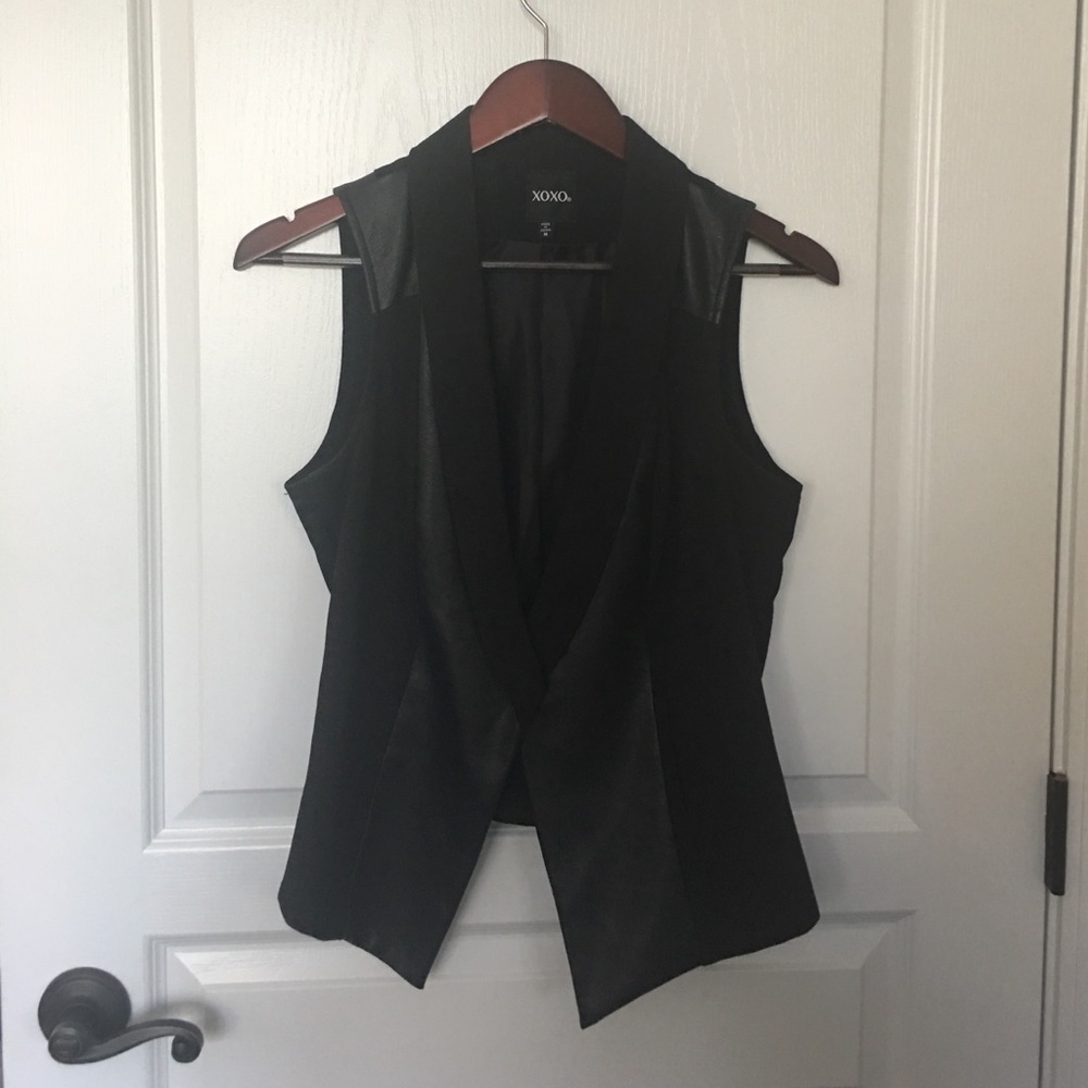 Black- faux leather vest