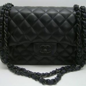 New w/Cards/Dust Bag So Black Jumbo Lambskin Flap