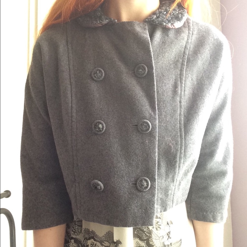 Vintage 1960s cropped grey wool jacket