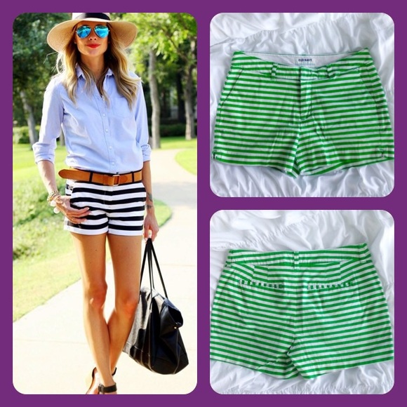 Old Navy Pants - Old navy shorts green white stripes khaki size 6