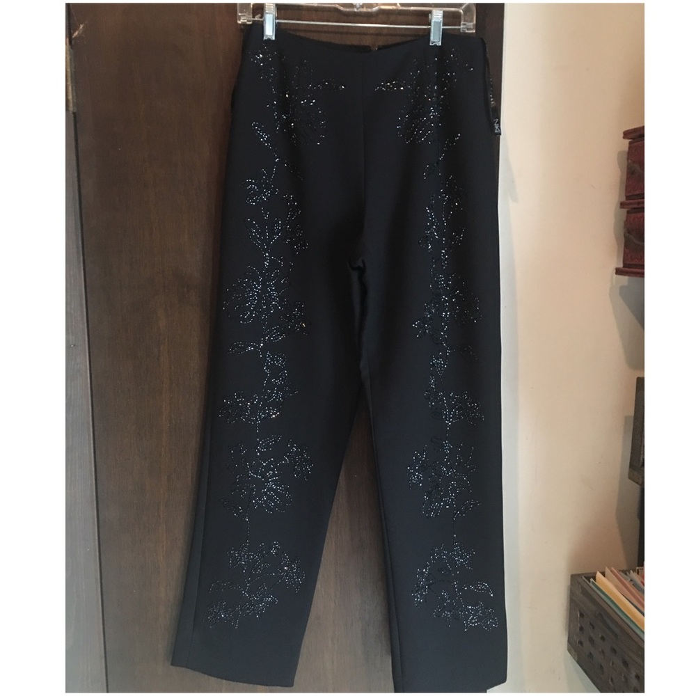 Beaded black wide leg beaded pant