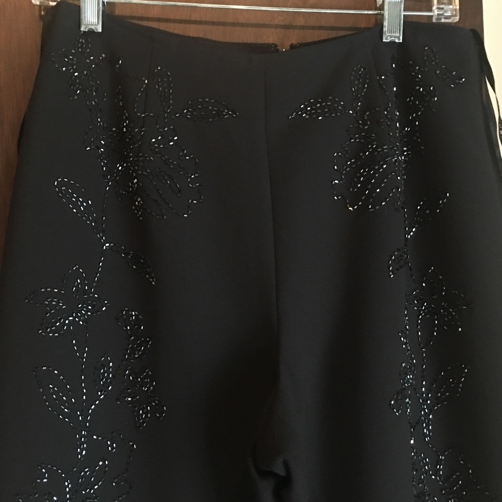 Beaded black wide leg beaded pant