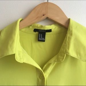 Chartreuse button-up blouse by Forever 21