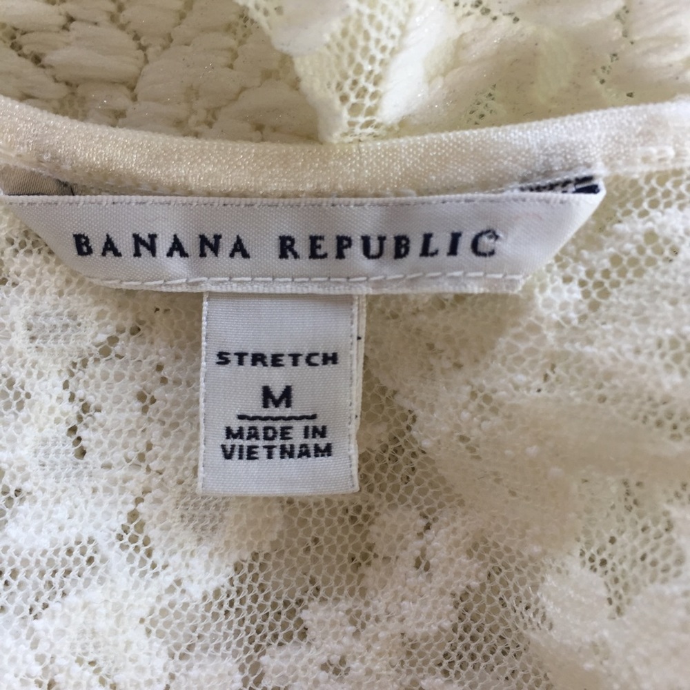 Banana Republic Cream Lace Sheer Stretch Top Sz M - Picture 6 of 8