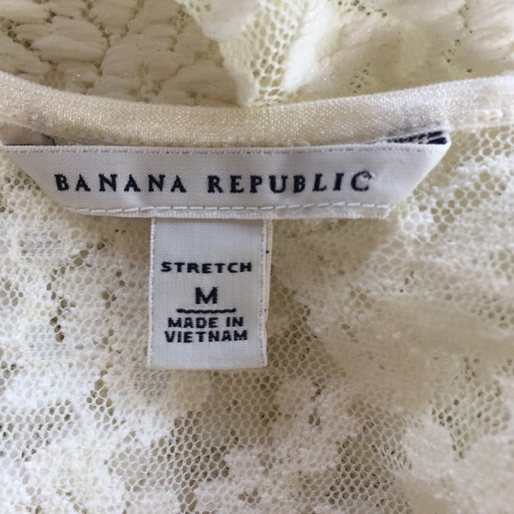 Banana Republic Cream Lace Sheer Stretch Top Sz M - Picture 6 of 8