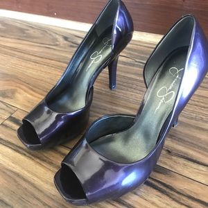 Purple Jessica Simpson peep toe heels