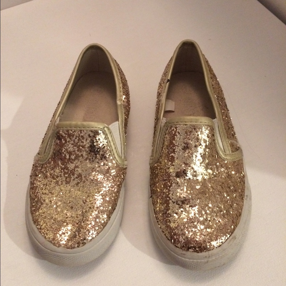 Little Girls Glitter Slip On Sneakers