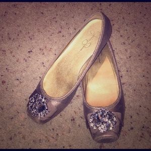 Jessica Simpson pewter square toed ballet flats