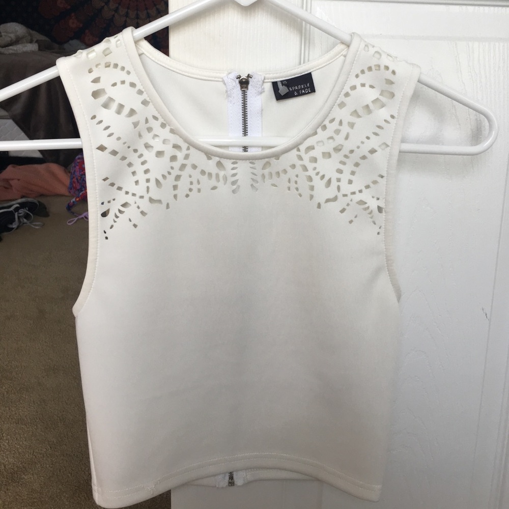 White cut out crop top