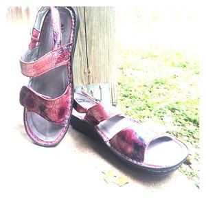 Alegria red floral print sandals