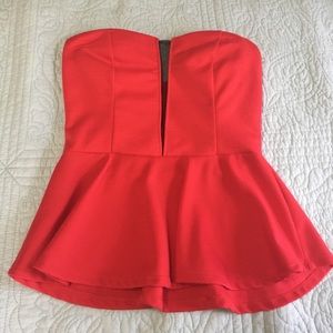 Strapless peplum top