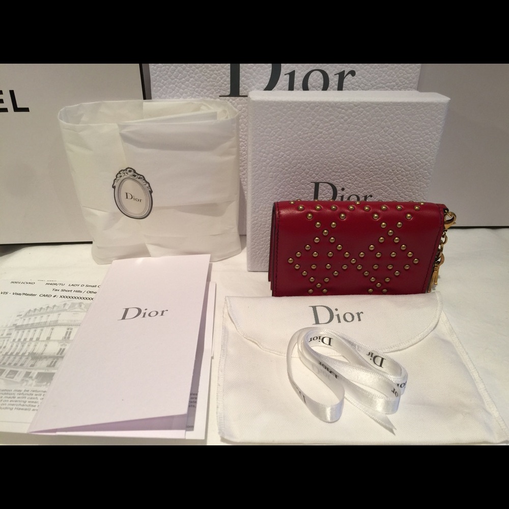 NWT 17S studded Lady Dior snap card holder - Picture 3 of 6