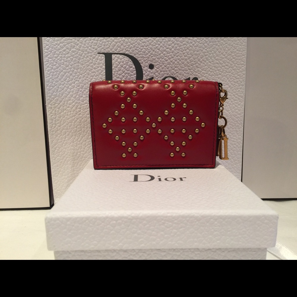 NWT 17S studded Lady Dior snap card holder - Picture 5 of 6